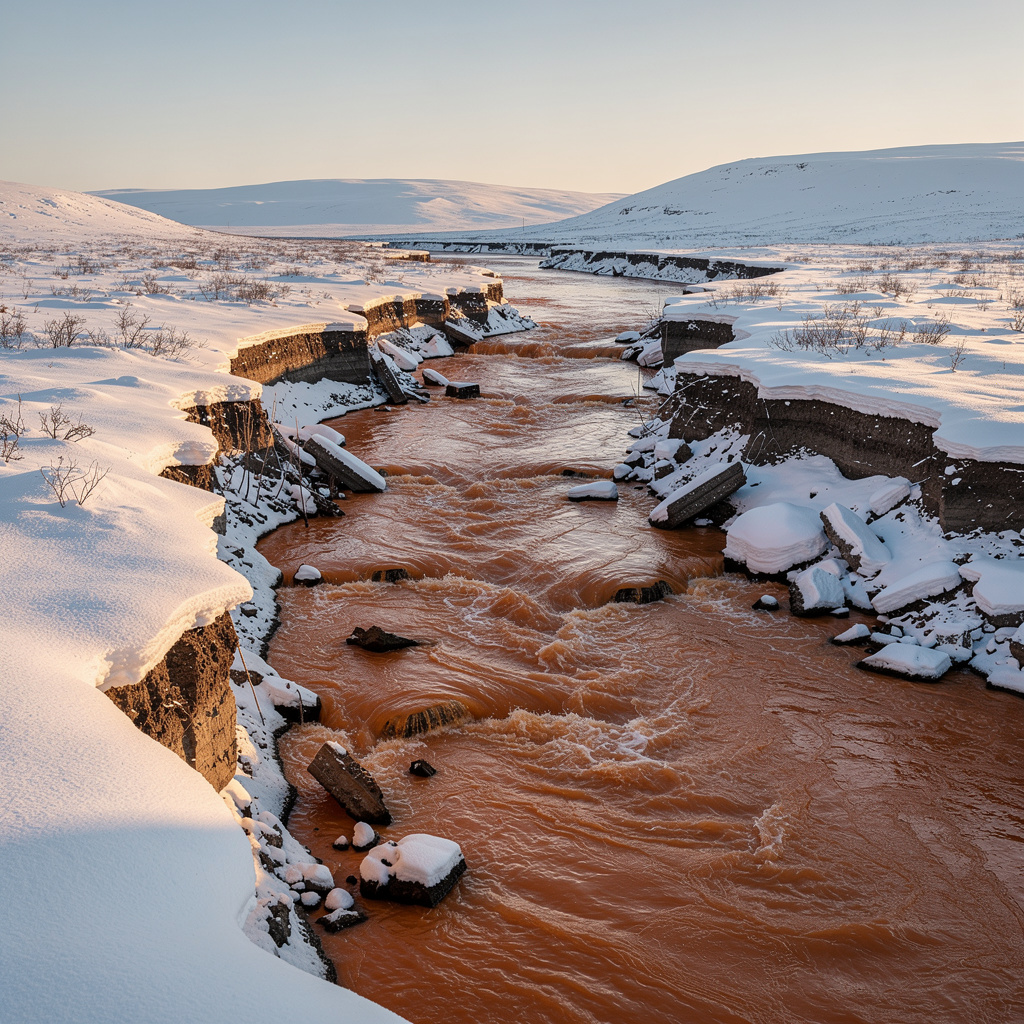 Ríos del Ártico se tiñen de naranja tóxico por el deshielo del permafrost
