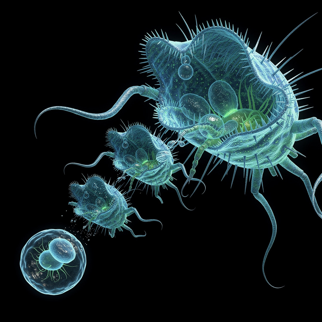 Científicos descubren microbio que se transforma en "supergigante" caníbal para devorar a sus clones