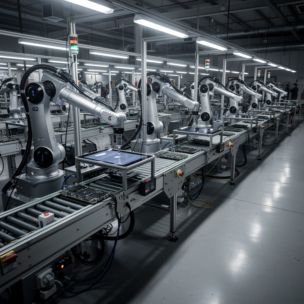 Empresa china transmite en vivo robots humanoides trabajando en línea de producción de tabletas